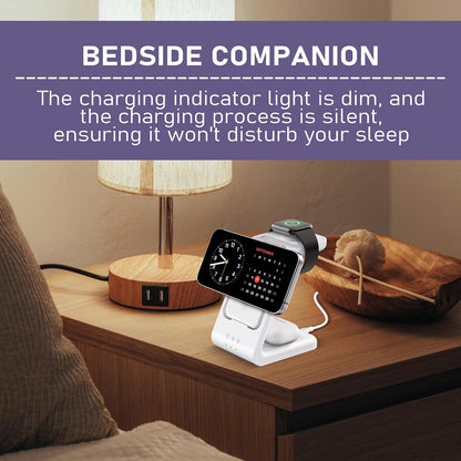 3 in 1 Wireless Charging Station: 5000mAh Removable Power Bank Charger Stand for Phone/Watch/Air Pods - Portable Magnetic Battery Pack for Air 17 16 15 14 13 12 Series